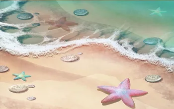 3d grindų dažymas, tapetai Paplūdimys akmenukai žvaigždė 3D grindų dažymas pvc lipnios tapetai