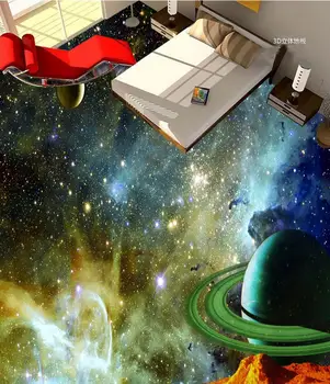 3d grindų dažymas tapetų Žvaigždė Dangaus Planetos 3D Grindų Dažymas 3d pvc tapetai, vonios kambario apmušalai atsparus vandeniui