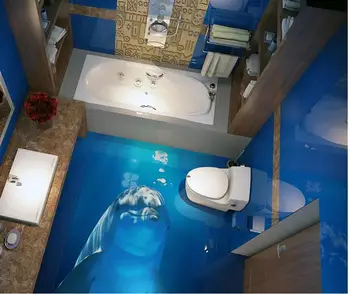 3D grindų plytelės SeaWorld mielas delfinų Foto tapetai, grindų 3d stereoskopinis Vandeniui grindų, sienų tapyba