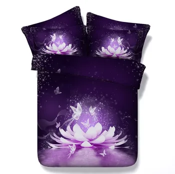 3D Gėlių Violetinis Šalikas komplektai Patalynės, antklodžių padengti lova maišelį skleisti qulit doona Super Karalius ir karalienė dydžio, visiškai twin dvigubus 5VNT