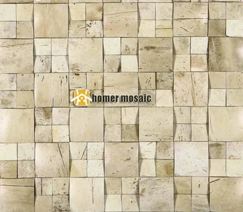 3D išgaubto baltojo smėlio spalvos natūralus kokoso lukšto mozaikos plyteles ant akių 30x30cm sienų dekoras sienų mozaikos plytelės