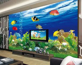 3d kambario tapetai užsakymą freskos neaustinių siena lipdukas Vandenyno povandeninį pasaulį akvariumo foto 3d sienų freskomis tapetai