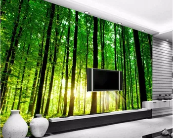 3d kambario tapetai užsakymą freskos nuotrauka saulė, medis, miško tapybos paveikslų namų puošybai 3d sienų freskomis tapetai, sienų ir 3 d