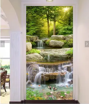 3d kambario tapetai užsakymą neaustinių foto kalnų kriokliai tekančiu vandeniu, veranda tapybos nuotrauką, nuotrauka 3d sienų freskomis tapetai