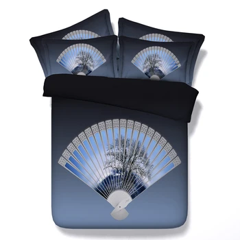 3D Kinijos tradicinės lankstymo ventiliatorius patalynės, antklodžių užvalkalus lapas nustatyti lovatiesė twin visą karalienė cal super king size Suaugusiųjų namų dekoro