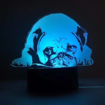 3D Led 7 Spalvų Keitimas Akrilo Mielas Pug Šuo Stalo Lempa USB Palieskite Mygtuką Mados Nakties Žiburiai, Namų Kambarį Apšvietimas, Dekoras