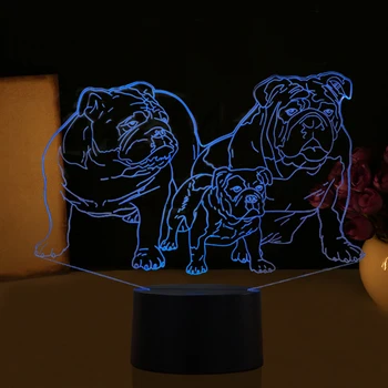 3D Led Šviesos Naujovė 7 Spalva Keičiasi Pug Šeimos šunys Usb Nakties Žiburiai, Namų Dekoro Naktiniai Gyvūnų Kūrybos Vaikams, Dovanos, Stalo Lempos