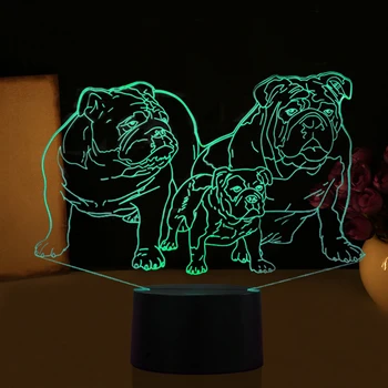 3D Led Šviesos Naujovė 7 Spalva Keičiasi Pug Šeimos šunys Usb Nakties Žiburiai, Namų Dekoro Naktiniai Gyvūnų Kūrybos Vaikams, Dovanos, Stalo Lempos
