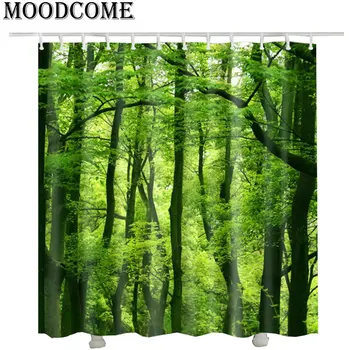 3D medžių, miškų dušo užuolaidos žalia cortina ducha vandeniui vonios užuolaidos vonios kambarys