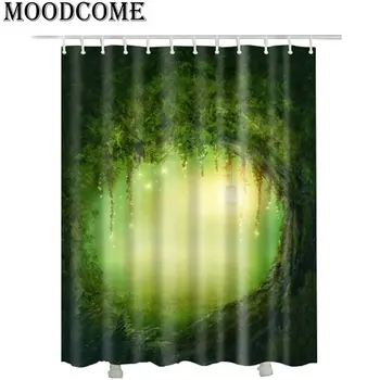 3D medžių, miškų dušo užuolaidos žalia cortina ducha vandeniui vonios užuolaidos vonios kambarys