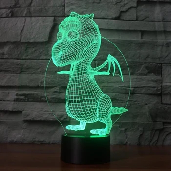 3D Mielas Kūdikis Drakonas Naktį Šviesos diodų (LED) Miegamojo Dinozaurų Stalo Lempa 7 Spalvų Keitimas USB Kūdikių Miego Apšvietimas, Vaizdo Dekoro Vaikas Dovanos