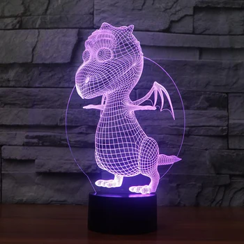 3D Mielas Kūdikis Drakonas Naktį Šviesos diodų (LED) Miegamojo Dinozaurų Stalo Lempa 7 Spalvų Keitimas USB Kūdikių Miego Apšvietimas, Vaizdo Dekoro Vaikas Dovanos