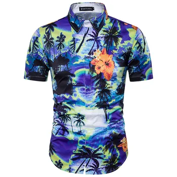 3D Palmių Havajų Marškinėliai Vyrams 2017 metų Vasaros, Prekės Dizainas Mens Pašaukimas Paplūdimio Atsitiktinis Marškinėliai trumpomis Rankovėmis Vyras Camisa Socialinės Marškinėliai