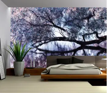 3D Photo Sienos Freskos Užsakymą Naujų Kinijos Spring cherry tree Tapetai, 3D Stereoskopinis Vertus, Dažytos Sienos Fone