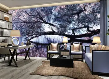 3D Photo Sienos Freskos Užsakymą Naujų Kinijos Spring cherry tree Tapetai, 3D Stereoskopinis Vertus, Dažytos Sienos Fone