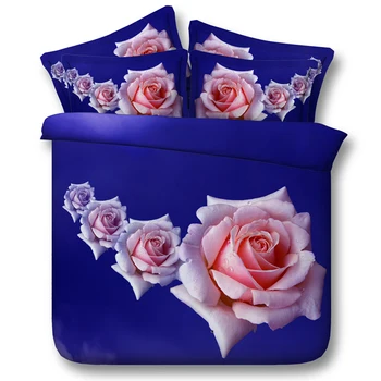 3D Pink Rose Patalynės komplektas lovatiesės antklode padengti lova maišelį lapas skleisti linas Kalifornijos Karalius ir karalienė dydžio, visiškai twin dvigubus 4PCS