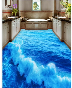 3d pritaikyti tapetai Namų Puošybai Jūros vandentiekis, vonios kambario, miegamojo 3d grindys pvc lipnios tapetai