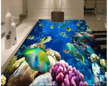 3d pvc grindų pasirinktinius nuotraukų freskos nuotrauką Koralų jūros pasaulyje žuvų apdailos dažymo vaikų kambario tapetai sienos 3d