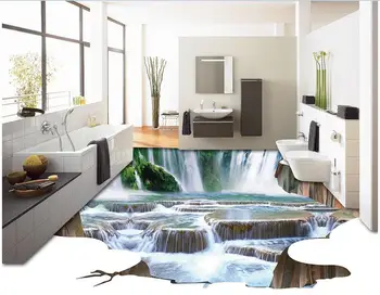 3d pvc grindų pasirinktinius nuotraukų miegamasis vandeniui grindų krioklio upės tapybos 3d sienų freskomis tapetai už kambarį