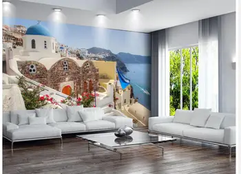 3d sienų freskomis tapetai, Namų Puošybai ir Viduržemio, Egėjo Jūros vaizdas TV sienų apdaila dažymas tapetų
