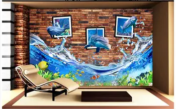 3D sienų freskomis tapetai užsakymą nuotrauką freskos sienos popieriaus Povandeninio pasaulio vaizdą, tapyba, 3D įrankius fono sienos, namų dekoro