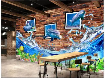 3D sienų freskomis tapetai užsakymą nuotrauką freskos sienos popieriaus Povandeninio pasaulio vaizdą, tapyba, 3D įrankius fono sienos, namų dekoro