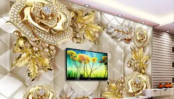 3d sienų tapetai užsakymą tapetai vonios kambarį, Aukso papuošalai, gėlės minkštas krepšys papuošalai foto freskomis