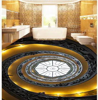 3D stereoskopinis tapetai, grindų Aukso stiliaus 3D stereoskopinis plytelės Vandeniui grindų, sienų tapyba