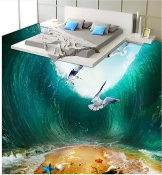 3D stereoskopinis tapetai, grindų paplūdimio Vonios kambarys, Miegamasis 3D PVC Grindų vandeniui grindų Namų Puošybai