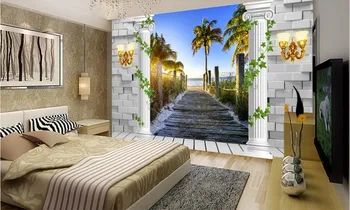 3d stereoskopinis tapetai Užsakymą 3d tapetai kambarį Stilius pajūrio peizažo fone sienos neaustinių tapetai