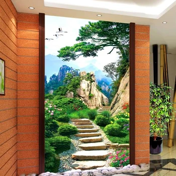 3D Steroscopic Tapetai Kinų Stiliaus Gamtos Kraštovaizdžio Sienų Freskomis už Kambarį Prieškambario Gyvenimo Kambario Sienos Dokumentų Namų Dekoro