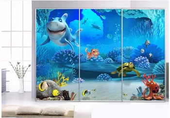 3d tapetai pasirinktinius nuotraukų freskos Ryklys povandeninis urvas 3d sienų freskomis tapetų sienos, 3 d kambarį, iš namų