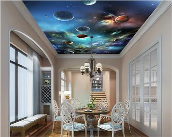 3d tapetai pasirinktinius nuotraukų neaustinių freskos dangus, saulės sistema, 3d sienų freskomis tapetai kambario lubų apdaila, dažymas