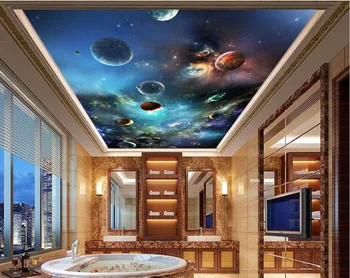 3d tapetai pasirinktinius nuotraukų neaustinių freskos dangus, saulės sistema, 3d sienų freskomis tapetai kambario lubų apdaila, dažymas