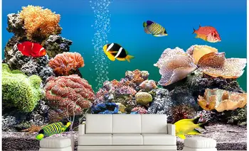 3d tapetai pasirinktinius nuotraukų neaustinių freskos siena lipdukas jūros pasaulyje žuvų, koralų akvariumas tapybos vaizdą 3d kambarių freskomis tapetai