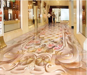 3d tapetai pvc grindų tapetai, 3d vonios Jade Rose 3D reljefo aukšte vonios grindys, tapetai