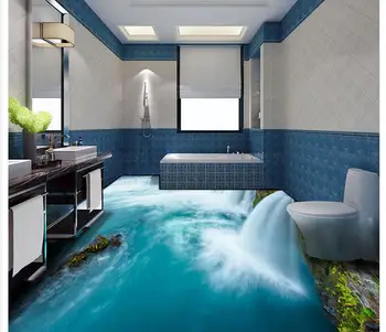3d tapetai pvc Mados kūrybos kriokliai 3D grindys vonios kambario grindų tapetai Namų Puošybai