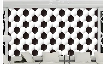 3d vonios kambarys tapetai Namų Puošybai Milžinišką juostą juodas ir baltas languotas TV foną, langų sienų tapetai