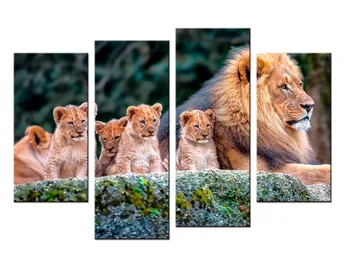 4 pieces / set Animal Painting Lion King Posters Wall Art and Prints Home Decor Canvas Pictures for Living Room