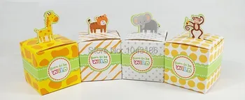 400pcs/lot---Žirafa/elephant/ape/tigras gyvūnų Baby Shower džiaugtis,Gimtadienio Dėžes, Vaikų dienos lauke ir vestuvių dėžutę
