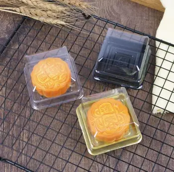 400pcs Vieno Plastiko Mooncake Dėžės, Apdailos Pakuotės Vestuves Sausainių Tortas Turėtojas Box(6.8* 6.8 * 4.5 cm) SN1160