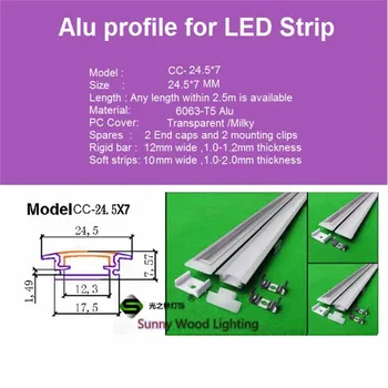 40m,20pcs 2m aliuminio profilis led strip,led juosta 5050 šviesos juostelės pieniškas/skaidrus, 12mm pcb kanalo