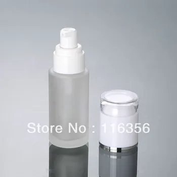 40ML matinio stiklo butelis su balto paspauskite siurblys, saulės butelį kosmetikos pakuotės