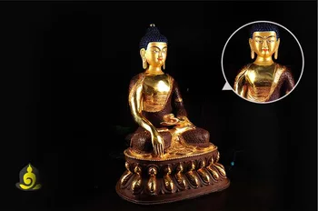 44 cm DIDELI # NAMŲ salėje efektyvių Apsaugos Talismanas Didžiulis auksu paauksuota Sakyamuni Budos buda Budistų statula