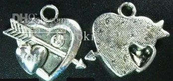 450pcs Tibeto sidabro širdies į širdį MEILĖS talismanus A433