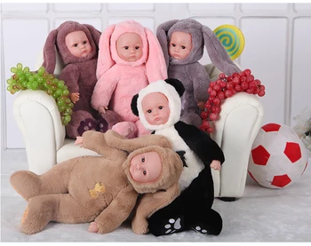 45CM Reborn Baby Triušis/panda Pliušinis Lėlės, Žaislai atviromis Akimis Cute Kūdikių Lėlės su Vaikais Miega Geriausia Gimtadienio Dovana Vaikams