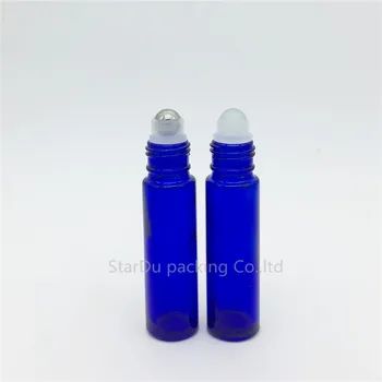 480pcs/daug 10ml mėlyna roll ant kvepalų buteliuko, 10ml mėlyna eterinis aliejus rollon buteliai, mažų stiklo roller bakas