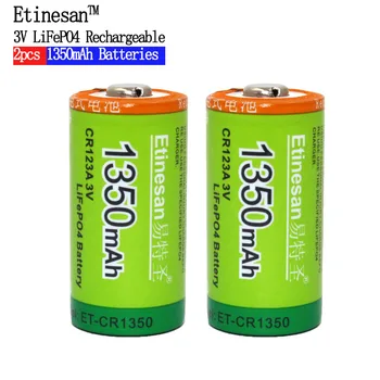 4pcs Cr123a 3v LiFePO4 ličio Baterijos, Li-Po 16340 3.0 V li-ion, li-polimero Etinesan 1350mAh Įkraunama baterija