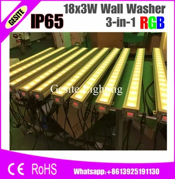 4PCS/DAUG 18X3W RGB Led Pikselių Sienos Plovimo Šviesa 3IN1 Vandeniui Architektūros, LED Apšvietimas, Lauko DMX IP65 LED Potvynių Šviesos