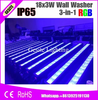 4PCS/DAUG 18X3W RGB Led Pikselių Sienos Plovimo Šviesa 3IN1 Vandeniui Architektūros, LED Apšvietimas, Lauko DMX IP65 LED Potvynių Šviesos